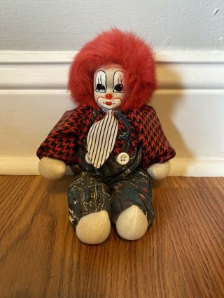 Vintage Q - Tee Clown Sand Doll 8 Inch.  1987 Collectible Doll Rare Old Unique