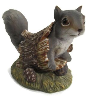 Homco 1986 Masterpiece Porcelain Squirrel In Log Mexico