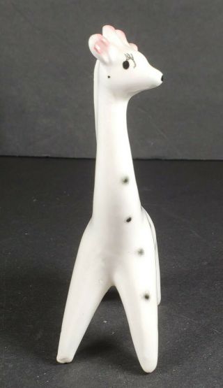 Vintage Giraffe Figurine,  Japan (c.  1950 ' s) White,  Black Dots,  Abstract 2