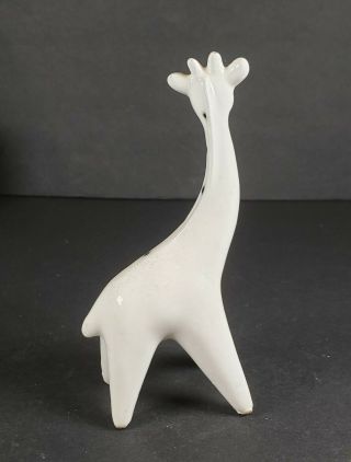 Vintage Giraffe Figurine,  Japan (c.  1950 ' s) White,  Black Dots,  Abstract 3