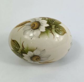 Vintage Porcelain The Egg Lady Hand Painted Flowers White Daisy Daisies