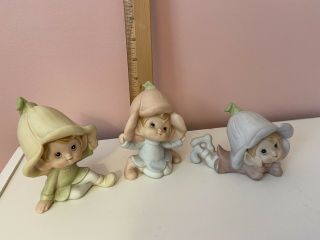Set Of 3 Vintage Homco Home Interior Pixie Elf Elves Figurines