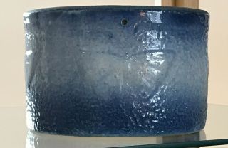 Butter Crock Salt Glazed Cobalt Blue Embossed Butterfly Rustic Antique Stoneware