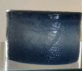 Butter Crock Salt Glazed Cobalt Blue Embossed Butterfly Rustic Antique Stoneware 3