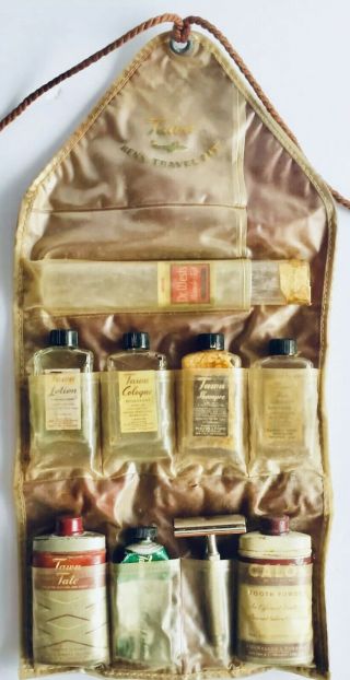 Antique Vintage Mens Travel Case Grooming Products Bathroom Toilet Bath Kit