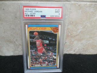 1988 Fleer All - Star Michael Jordan 120 Psa 9.  Sharp Early Card Rare