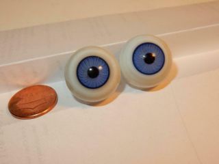 Antique German French Bisque Doll Glass Eyes Bright Blue 20 Mm Hand Blown