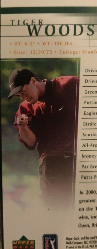 2001 Upper Deck Golf Tiger Woods Rookie Card 1 Rare Vtg 2