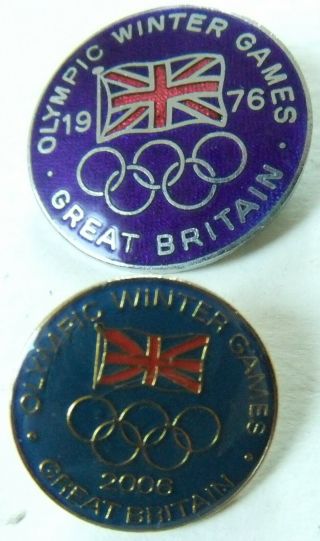 Rare,  Vintage Official Winter Olympic Games Uk Team Badges,  1976 & 2006,  Enamel