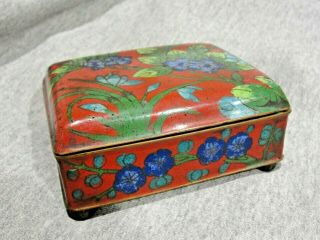 Antique Vintage Chinese Cloisonne Enamel Cigarette Or Trinket Box