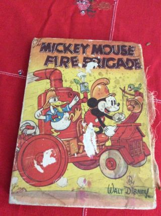 Vintage 1936 Walt Disney Mickey Mouse Fire Brigade Book Very Rare Quite Worn