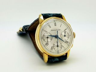 Extremely Rare 18K Gold Jaeger Lecoultre Chronograph Men Watch Valjoux 72 2