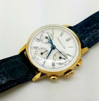 Extremely Rare 18K Gold Jaeger Lecoultre Chronograph Men Watch Valjoux 72 3