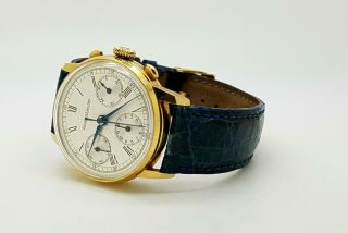Extremely Rare 18K Gold Jaeger Lecoultre Chronograph Men Watch Valjoux 72 5