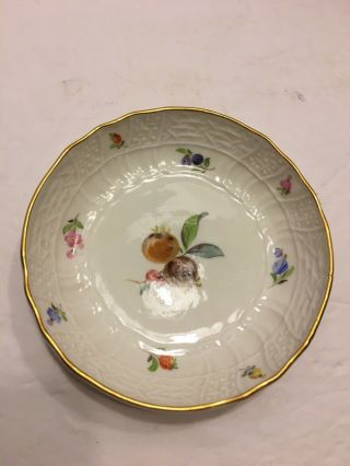 Rare Meissen Mini Tea Cup And Saucer Fruit And Flower Print 2