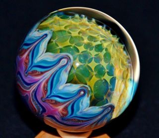 Crazy Travis Weber 2.  2 " Boro Glass Art Marble Rare 2009 Borosilicate Fumed Orb