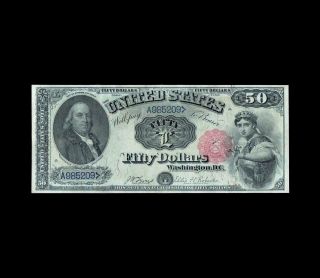 Ultra Rare 1880 $50 Legal Tender " Franklin " Strong Very Fine