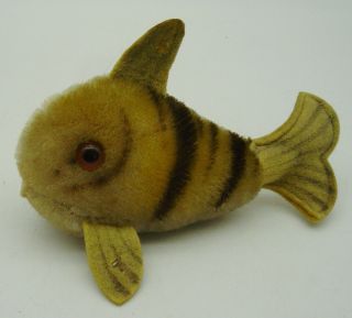 Vintage 50s/60s Steiff Mohair Yellow Flossy Fish With Button