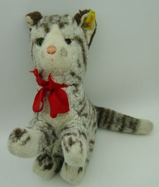 Lovely Vintage 60/70s Steiff Plush Cat With Button,  Tag