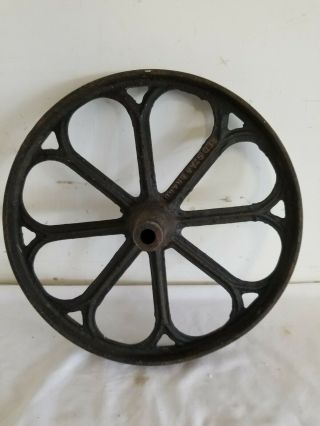 Antique Fancy Cast Iron Wheelbarrow Or Factory Flat Belt Wheel,  Red Star Brand