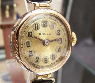 Rolex Gold Irish 1928 Antique Rare Telephone Dial Watch Fully Serviced