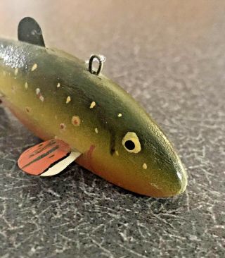 Lawrence Bethel Mini Rainbow Trout Fish Decoy Signed Stamped Minnesota Folk Art