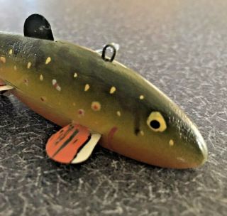 Lawrence Bethel Mini Rainbow Trout Fish Decoy Signed Stamped Minnesota Folk Art 2