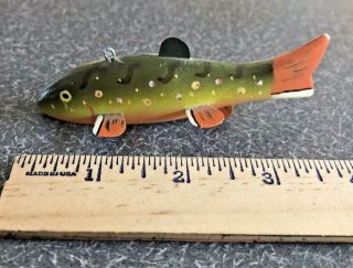 Lawrence Bethel Mini Rainbow Trout Fish Decoy Signed Stamped Minnesota Folk Art 3
