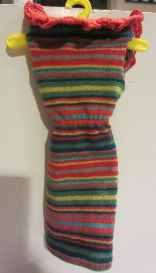Vintage Barbie Pak Stripe Knit Dress With Fringe