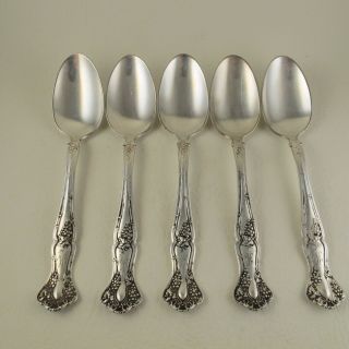 Vintage (1904) By 1847 Rogers Bros Set Of 5 Teaspoons 6 " Grapes Mono H