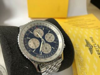 Breitling Navitimer Twin Sixty Stainless Steel Bracelet A39022 Blue Dial - Rare