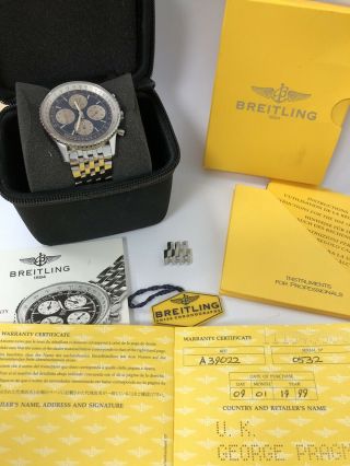 Breitling Navitimer Twin Sixty Stainless Steel Bracelet A39022 Blue Dial - RARE 2