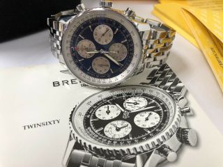 Breitling Navitimer Twin Sixty Stainless Steel Bracelet A39022 Blue Dial - RARE 3