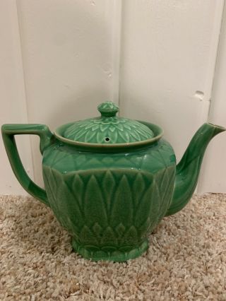 Rare Vintage Emerald Glass Teapot