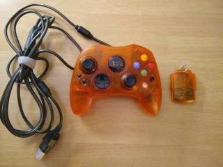 Microsoft Xbox Live Orange Prototype Controller W/ Memory Card Rare