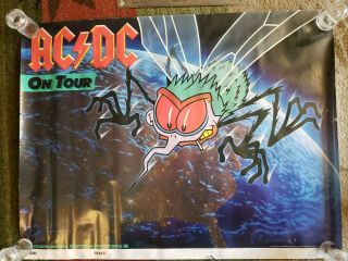 Ac/dc Rare 1986 Tour Poster - Rare - Looy The Fly Over Planet Earth