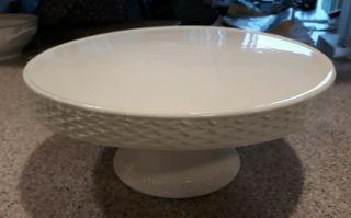 Antique/vintage 12 " White Round Ceramic Cake Stand Made In Italy