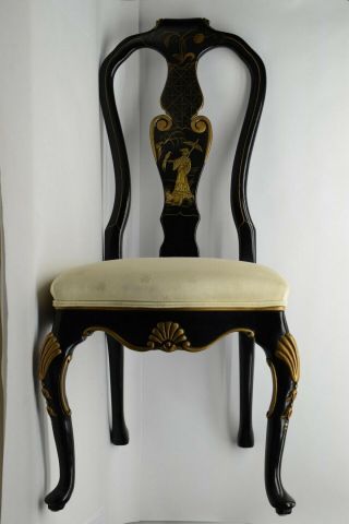 6 Karges Furniture Chinoiserie Co.  Lacquer Chairs - Rare Estate Find
