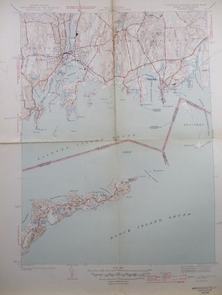 Vintage Usgs Topo Map Connecticut Rhode Island York Mystic