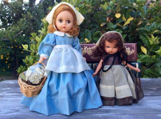 Vintage Pair Pilgrim Girls Mme Alexander &bisque Nancy Ann Storybook Quaker Maid