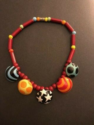 Rare Vintage Flying Colors Signed Ceramic Necklace