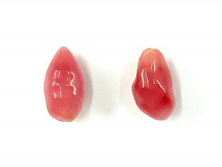Extremely Rare 1.  39 Ctw Matched Pink Natural Conch Pearls W/ Gem Flame