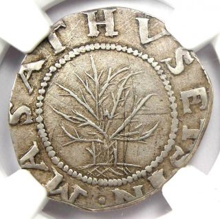 1652 Massachusetts Oak Tree Shilling 1s - Ngc Au Details - Rare Noe - 9 R5 Variety