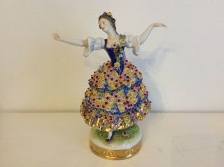 Volkstedt Dresden Lady Covered In Flowers Porcelain Figurine Extremely Rare