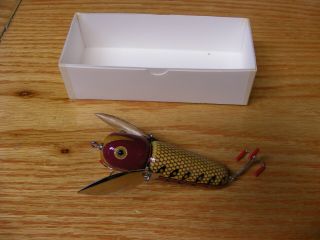 C Hines Heddon Style Crazy Crawler In Ruby Red Yellow Scales Color