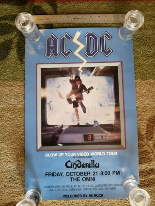 Ac/dc Rare 1988 Little Tour Poster - Rare - The Omni W/ Cinderella