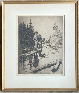 Rare Artist Frank Weston Benson Signed Ltd Print 49/50 River Drifters