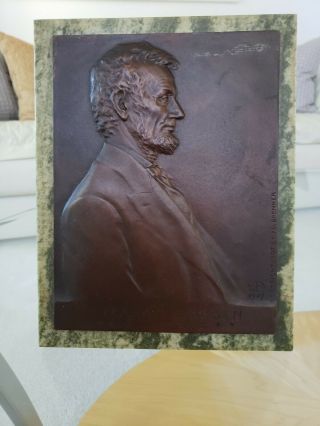 Rare 1st Issue 1907 Bronze Plaque Abraham Lincoln - Victor D.  Brenner,  S.  Klaber