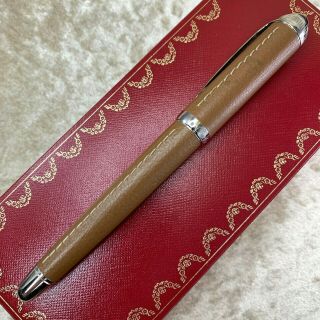 RARE Authentic Cartier Rollerball Pen Roadster Stitched Leather w/Case & Papers 3