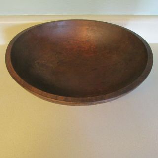 Vintage Hand - Made Wooden Bowl 14 " X 14 3/4 " Oval Round Dough Mixing Display Bowl